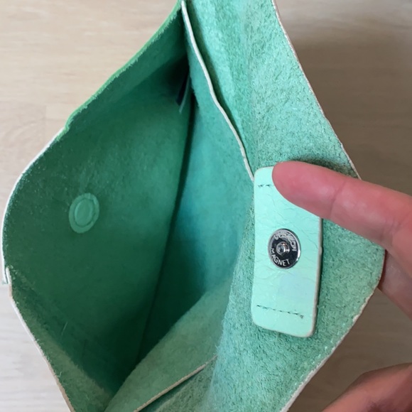 GAP Leather Envelope Clutch Bag in Icy Mint Green - Picture 5 of 6